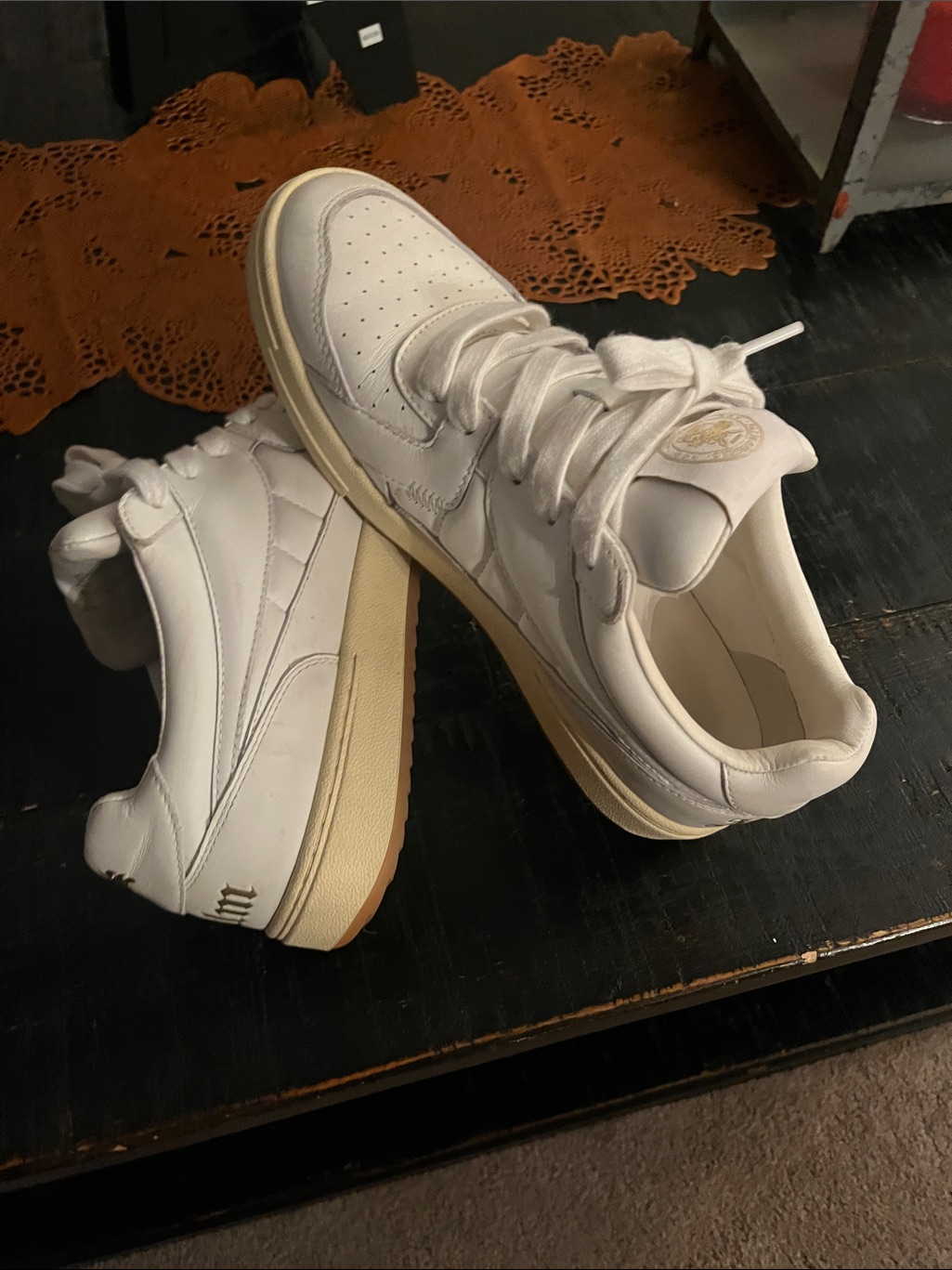Palm Angels White & Cream Low-Top Sneakers